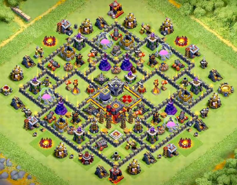 anti queen walk, dragon, and ground defense base [th10]